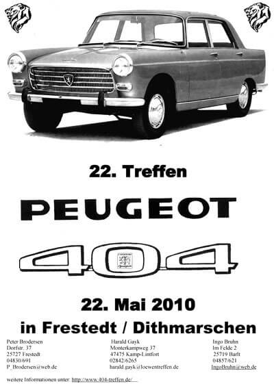 Peugeot 404-Treffen 2010 Einladung